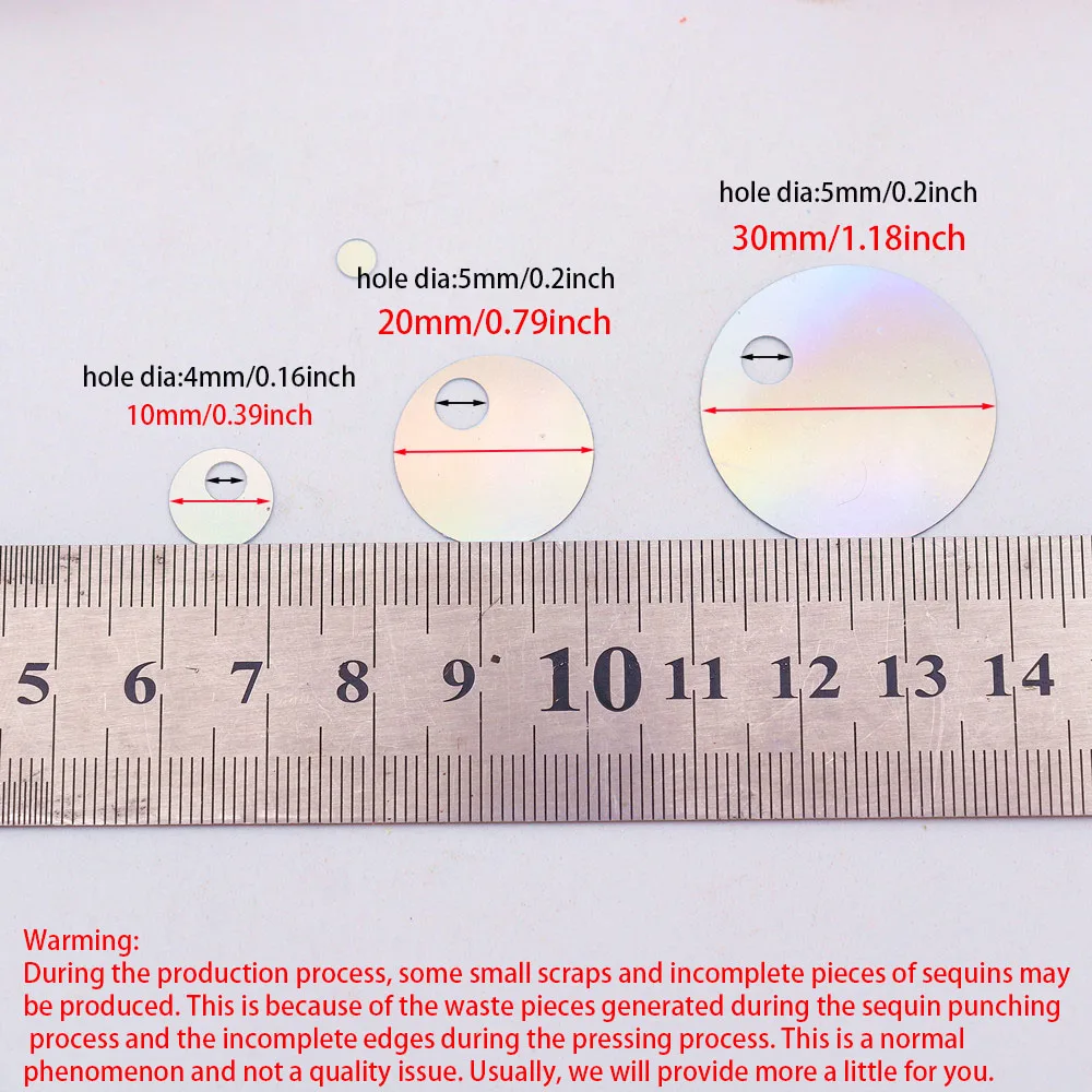 10/20/30mm Large Hole Holografic Loose Round Sequins Paillettes DIY Jewelry Making Arts Crafts Embroidery Sewing Accessories