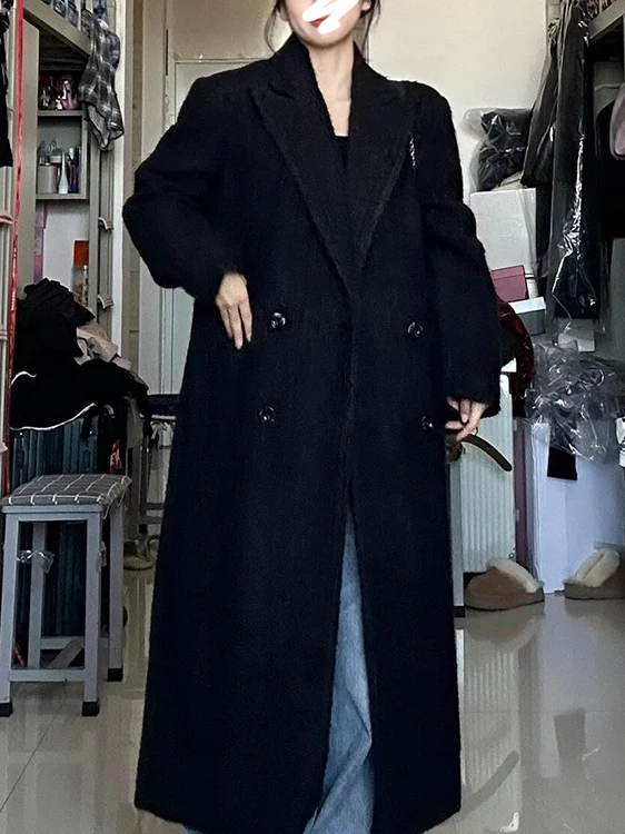 

2025 New Sle Ele Bla Double-Faced Camere Coat Women's Autumn Winter Mid-Length Small Size Woolen Jaet Korean Sle