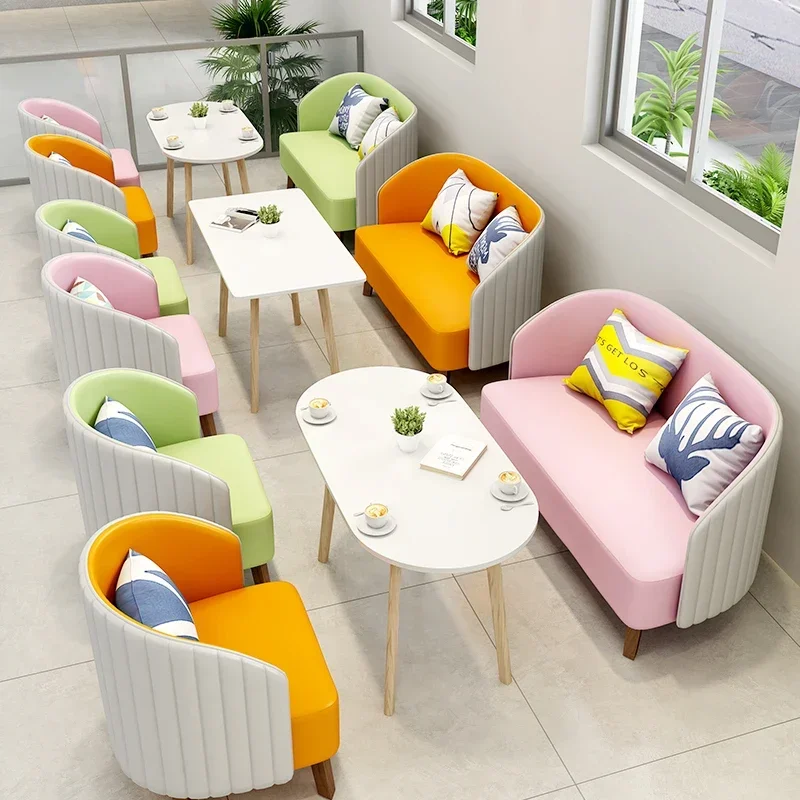 Milk Tea Shop Table and Chair Combination Simple Fresh Cake Shop Bakery Cafe Dessert Shop Deck Sofa