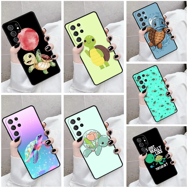 Phone Case For Samsung Galaxy S24 S23 S21fe S22 Ultra Plus Note 10 20 S8 S9 S10 Cover Underwater World Beach Turtle