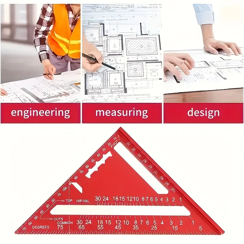 Precision Aluminum Triangular Woodworking Ruler, High Precision Anti-rust Measuring Tool for Home Decor DIY Construction