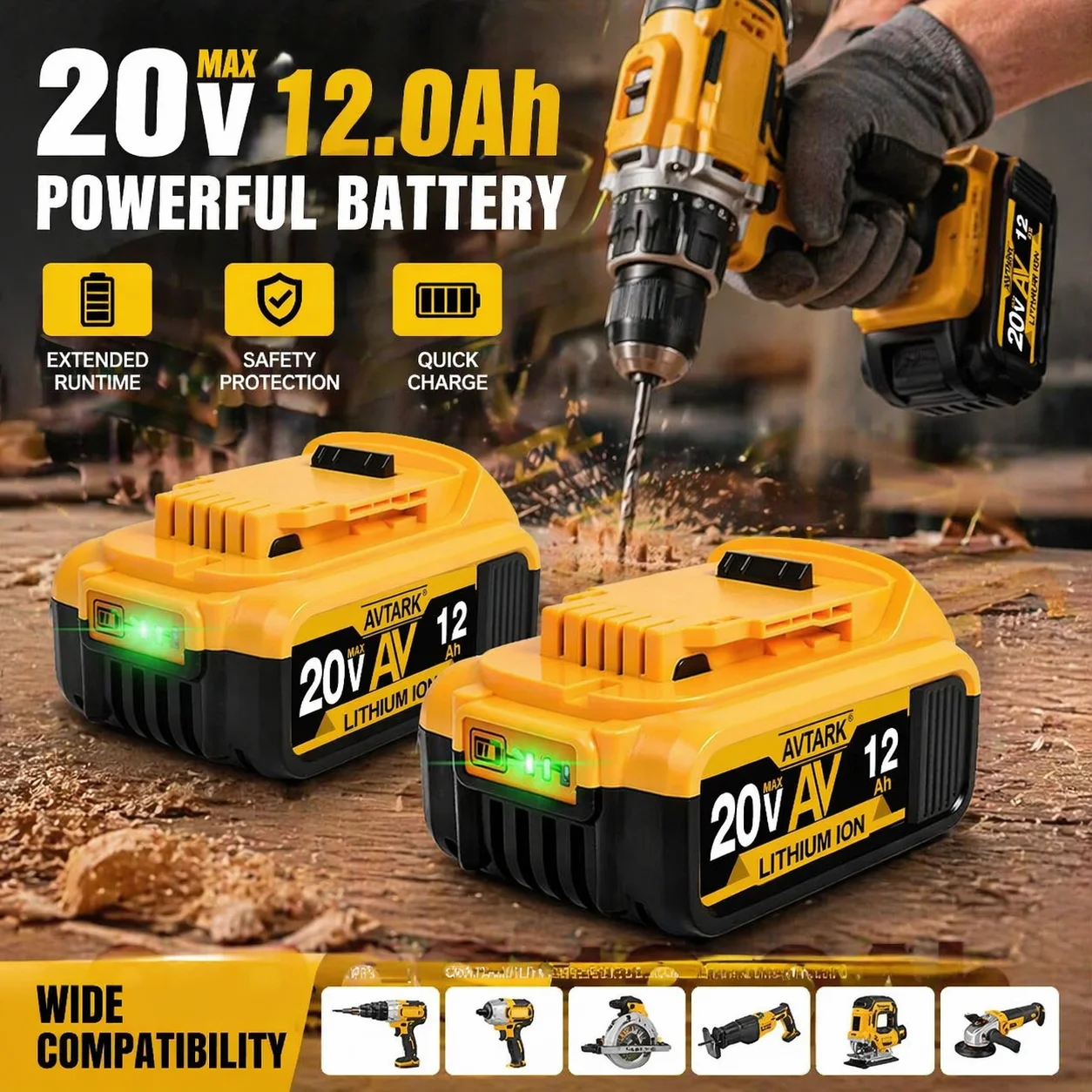 

Vanon DCB182 6.0Ah 18V Replacement Battery 2Pack For Dewalt DCB207 DCB208 Cordless Drill UK Stock