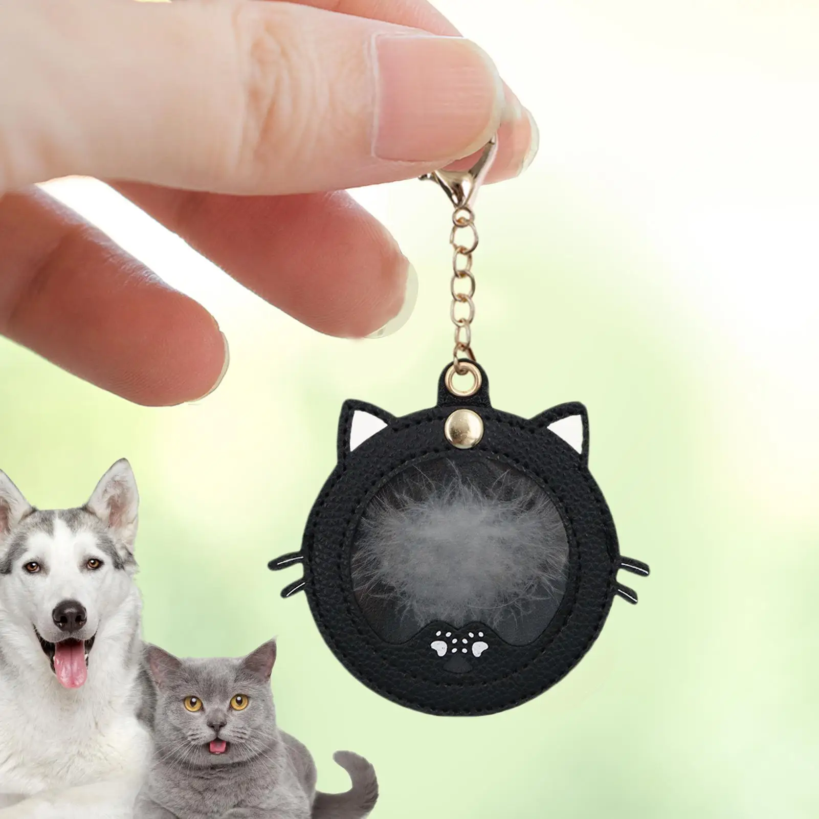 Chaveiro de cabelo de gato gatinho em forma de rosto de cachorro chaveiro de armazenamento de cabelo criativo bonito chaveiro para armazenamento de fotos mochila bolsa