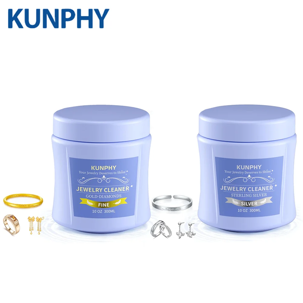 KUNPHY Professional Jewelry Cleaner Solution Instant Shine for Gold Silver Platinum and Diamonds Gemstones Streak-Free Polish