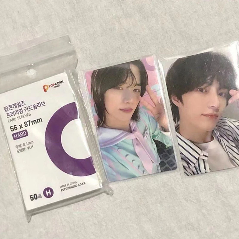 50pcs Korea Card Sleeves Clear Acid Free CPP Hard 3 Inch Photocard Holographic Protector Film Album Binder