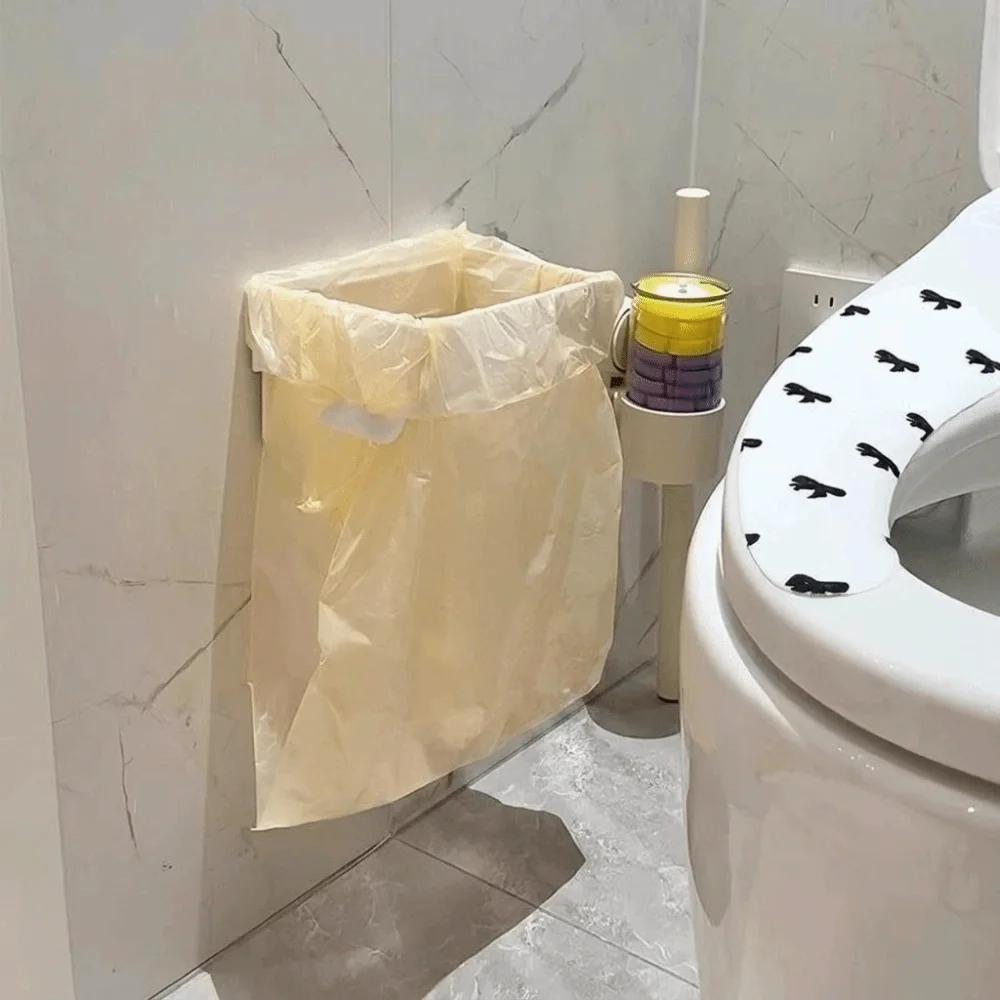 Convenient Foldable Trash Bag Holder Wall-Mounted Magnetic Garbage Bag Hanger Portable No-Drill Trash Can Rack Bathroom