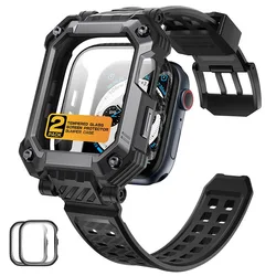 SUPCASE For Apple Watch 9/8/7 Case (45mm) UB Pro Rugged Protective Case with 2Pcs Built-in Tempered Glass Screen Protector