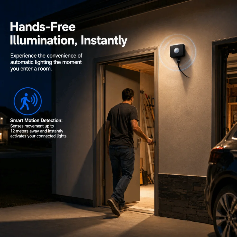 Sensitive Adjustable Motion Sensor Switch Energy Saving Black Infrared Light Switch Motion Detector Switch Home