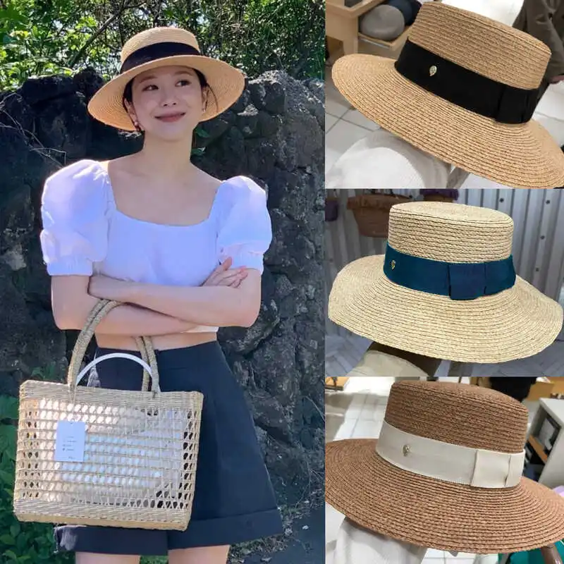 

Новая летняя солнцезащитная кепка Helen Rfia St 2024 года с плоским верхом и широкими полями, универсальная, для женщин, повседневная