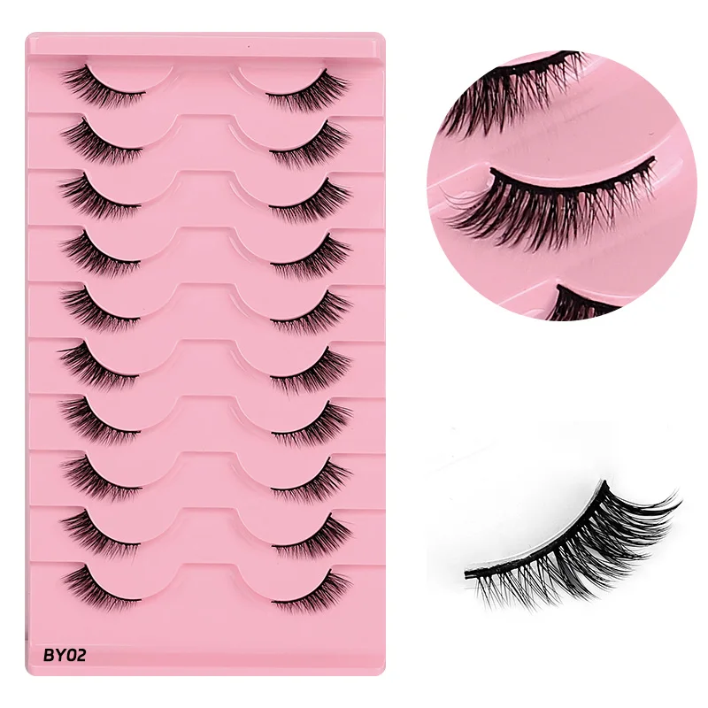 Z'LRAQI BEAUTY half eye 10 pairs Fox eye makeup False eyelashes Sweet cool style suitable for light makeup