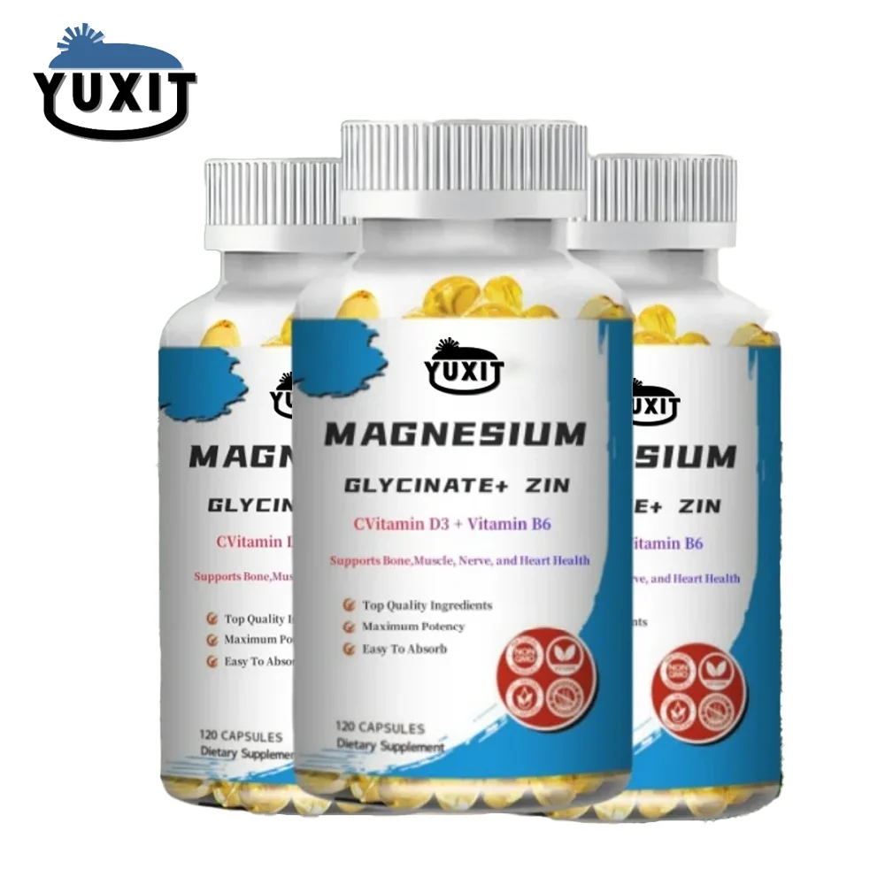 YUXIT Magnesium Glycinate & Zinc 500mg Mineral Supplement for Supports Muscle Joint and Health Maximum Absorption