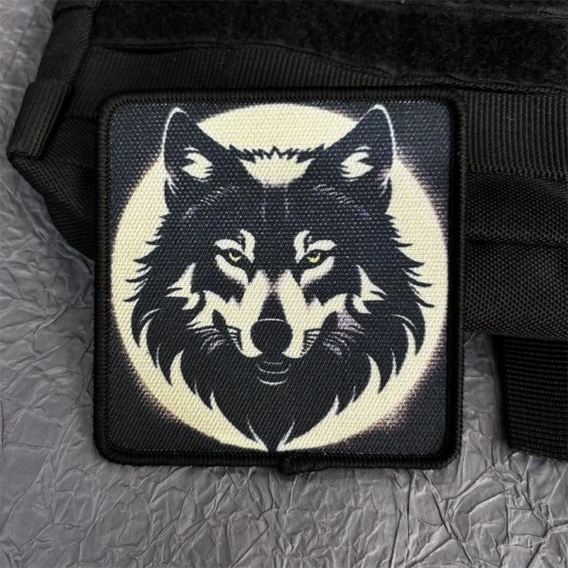 Wolf Printed Patch Stickers on Clothes Morale Badge Military Tactical Patches Backpack Armband  Hook and Loop Applique