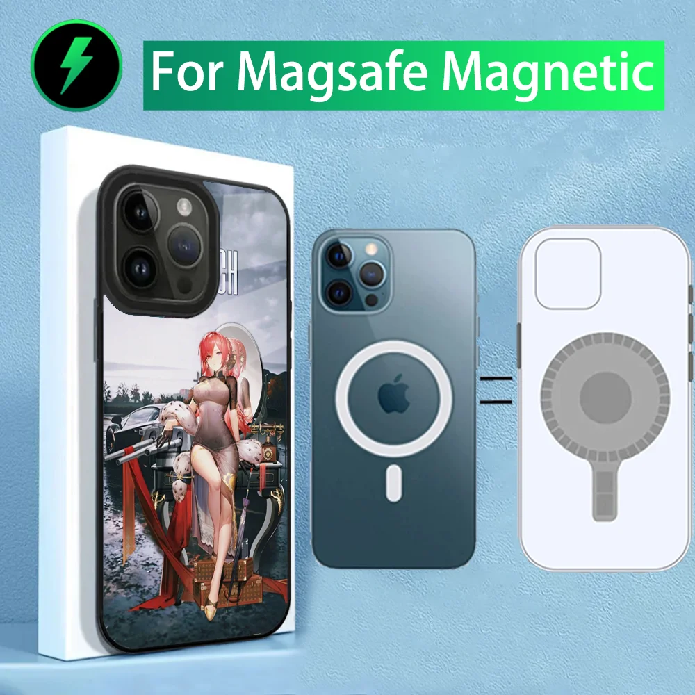 Game Phone Case For iPhone 16,15,14,13,12,11,Plus,Pro,Max Mini Magsafe A-Azur Lane Magnetic Wireless Charging