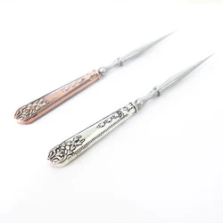 1Pc Vintage Leather Punch Hole Awl Tool Retro Round Hole Bronze Silver Awl 12cm Hand Stitch Tool for DIY Embroidery Sewing Craft