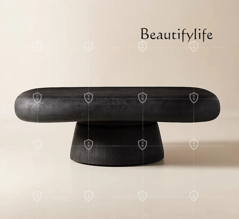 N  Qianyu Style Solid Wood Tea Table Retro Mid-Ancient Complex B & B Small Apartment Solid Wood Log Tea Table