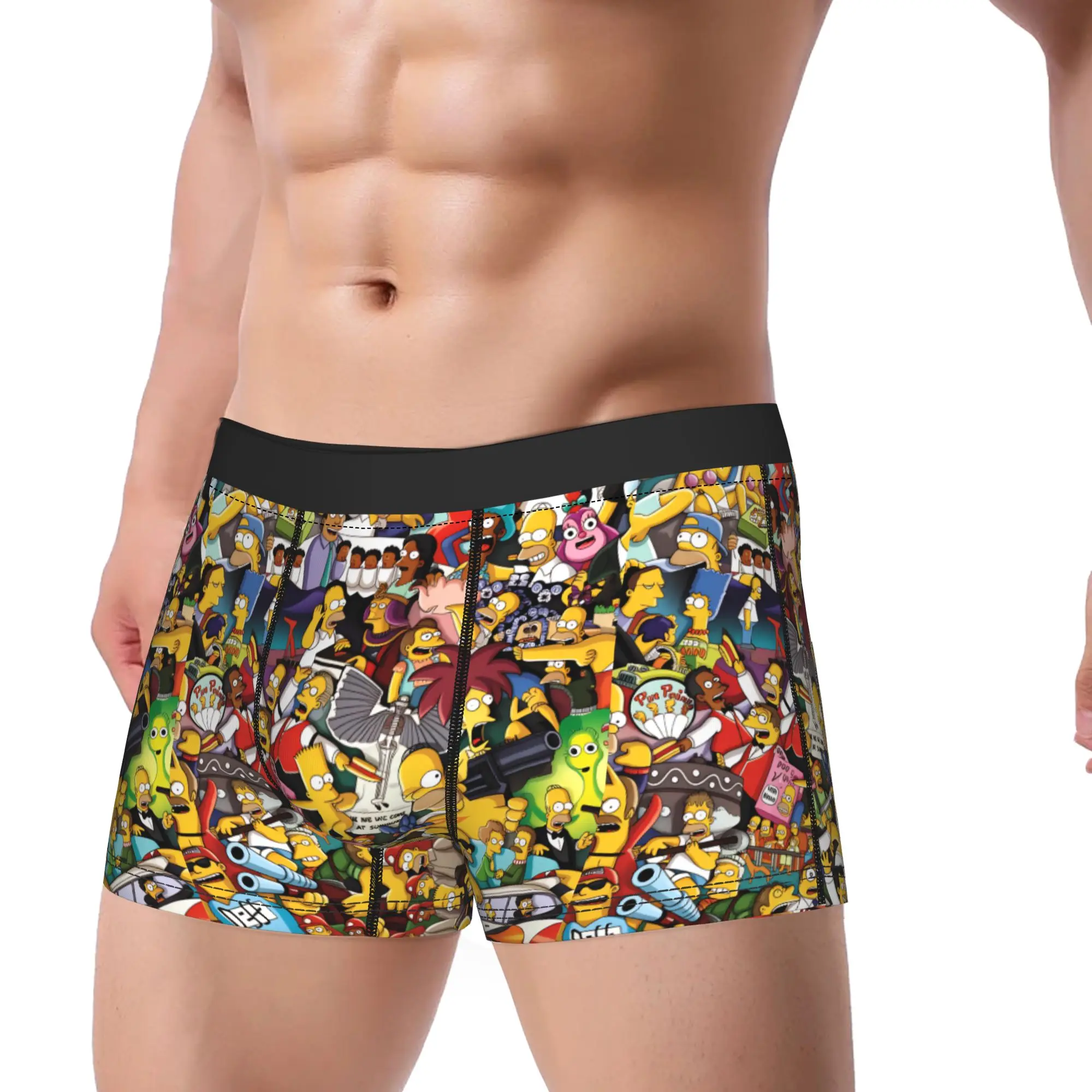 Cartoon S-Simpsons Characters Collection Underwear  Custom DIY Trunk Trenky Man Underpants Breathable Boxer Brief Birthday Gift