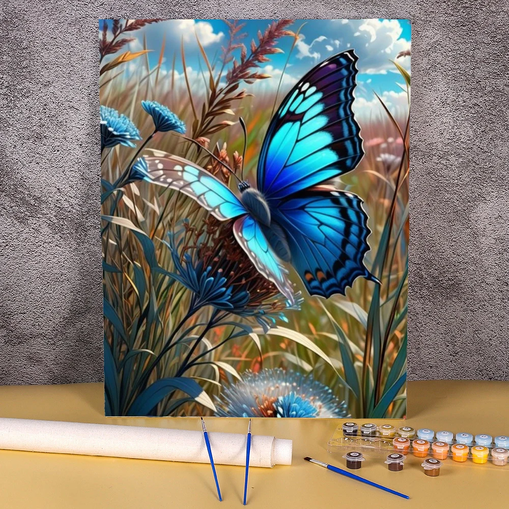 Modern Painting By Numbers Butterfly Landscape Picture Home Decor DIY Acrylic Paint By Numbers On Canvas Personalized Gift