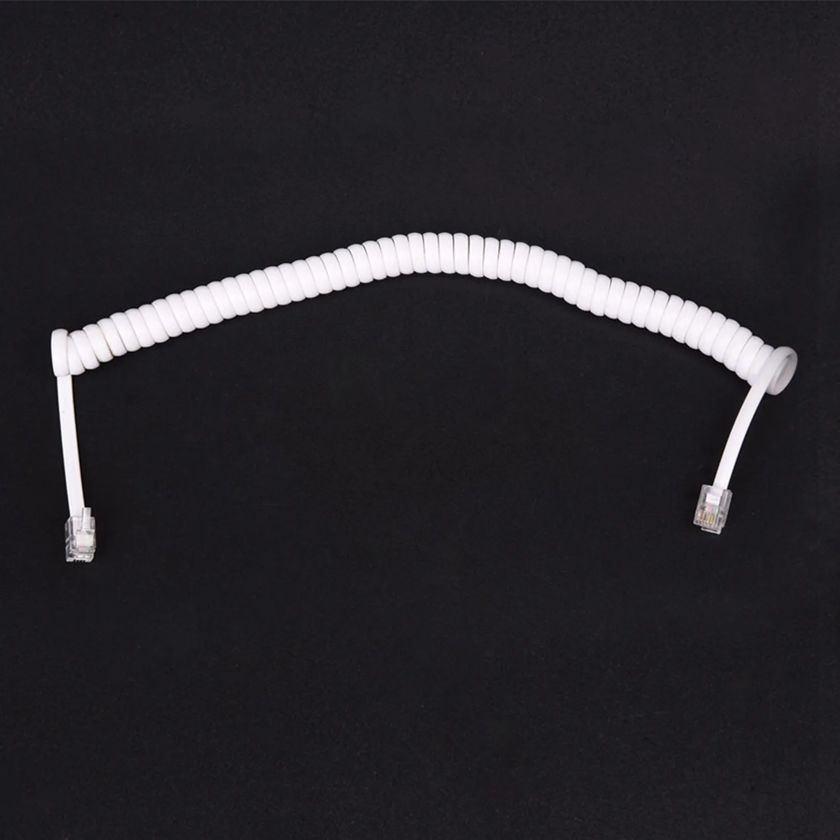 

B50B-2X 1.5M 4.9Ft White Stretchy RJ9 4P4C Handset Telephone Coiled Cable Cord