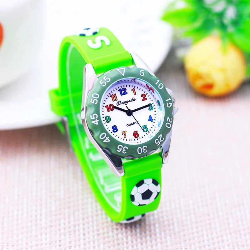 Nieuwe Mode Kinderen Jongens Meisjes Cool Sport 3d Bal Quartz Horloges Kleine Kinderen Siliconen Waterdichte Elektronische Horloges Studenten