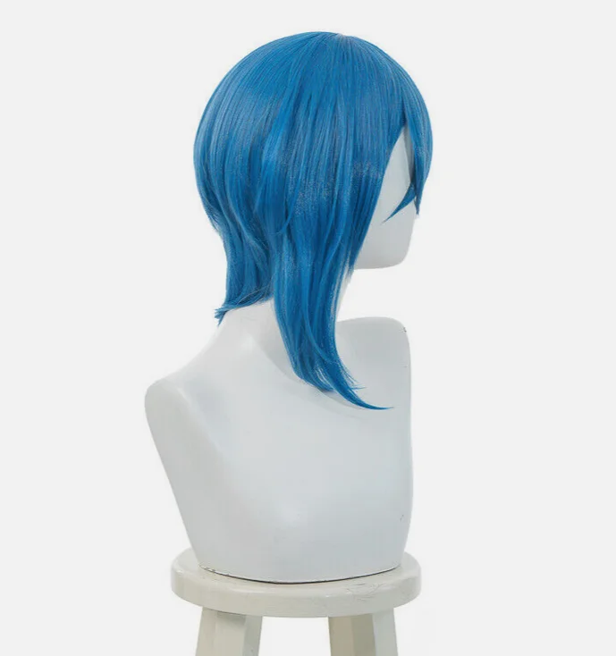 Hou van het leven!Superster!! Shiki Wakan Cosplay Pruik 35cm Dames Kort Blauw Bob Haar