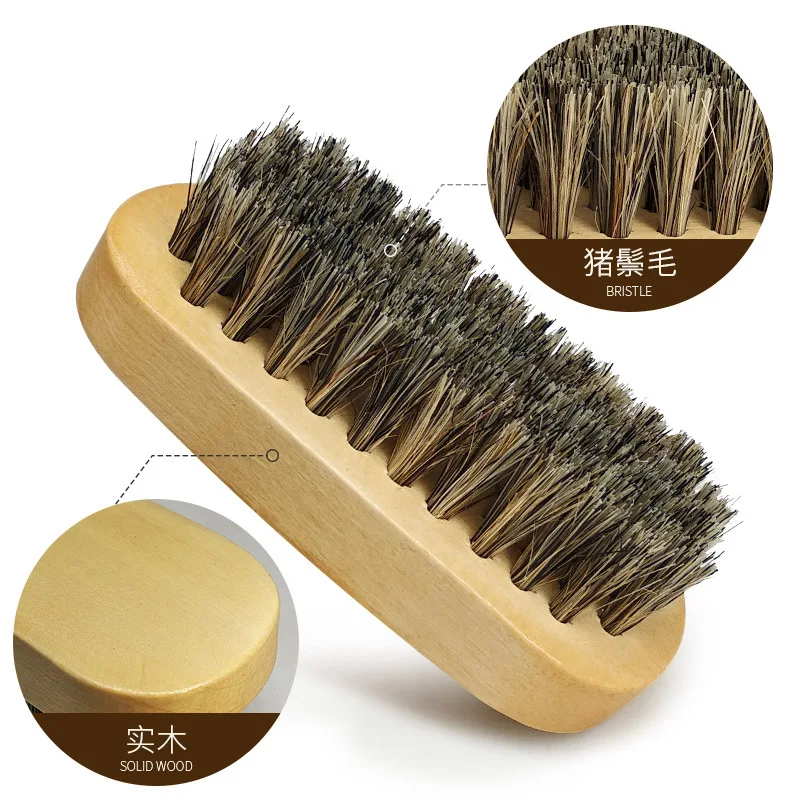 Horsehair Shoe Brushes Polish Natural Leather Horse Hair Soft Polishing Tool Bootpolish Cleaning Brush Nubuck Boot Pig Bristles