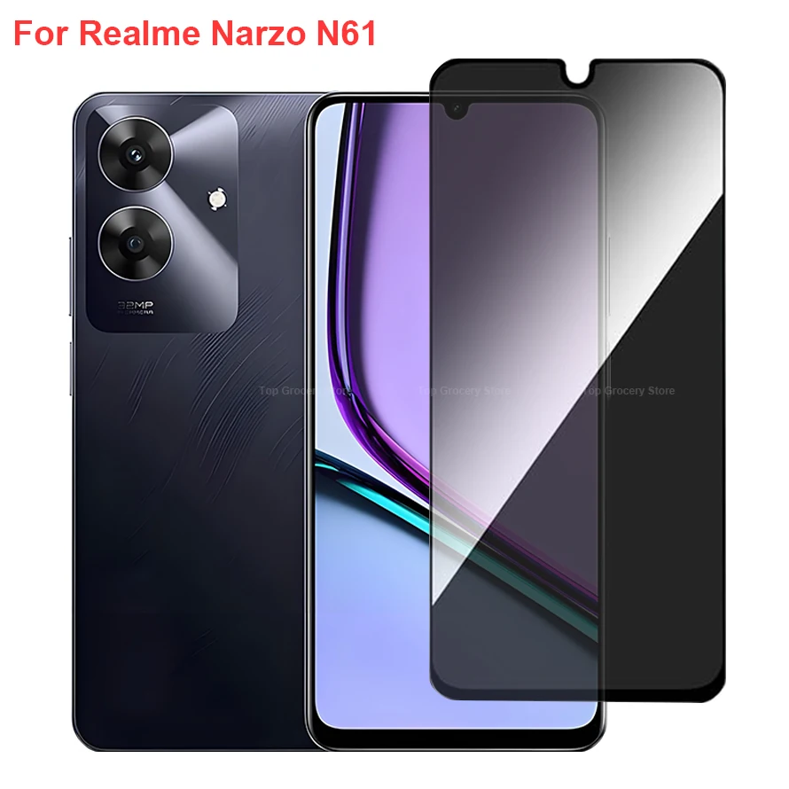 

For Realme Narzo N61 Anti Spy Privacy Tempered Glass Screen Protector Compatible For RealmeNarzoN61 Full Cover Screen Phone Film