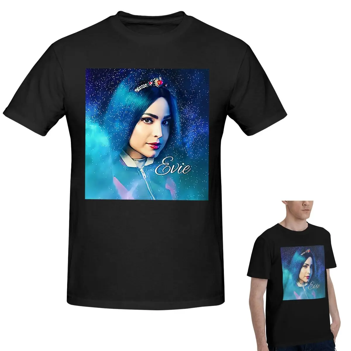 

100% Cotton Evie Blue Princess - Descendants 3 T-Shirt Men's Fashion Oversized T Shirt Men Round Neck Summer Shirts Tops S-6XL