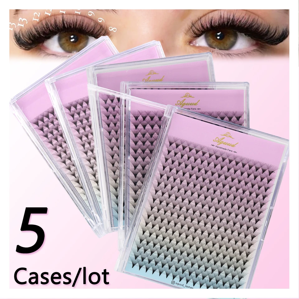 

AGUUD 5Cases 320 Fans Pointy Base Premade Volume Fan 3D 5D 8D 10D 12D 30D 40D Individual Lashes Extension Russian Volume Big Box