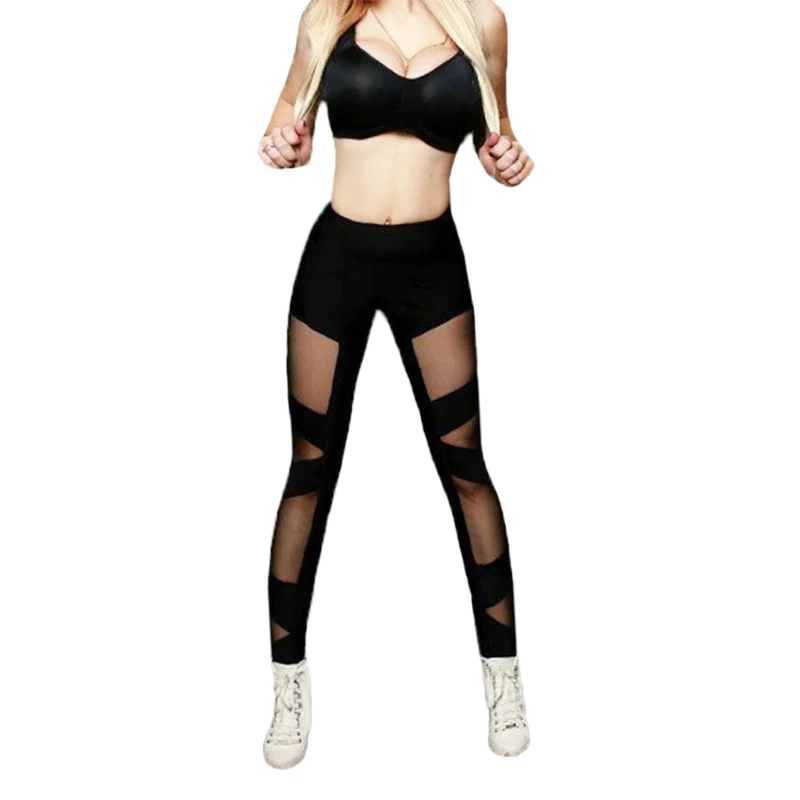 Women Summer Leggings Breathable Fitness Mesh Patchwork Leggings Female Quick Dry Casual Slim