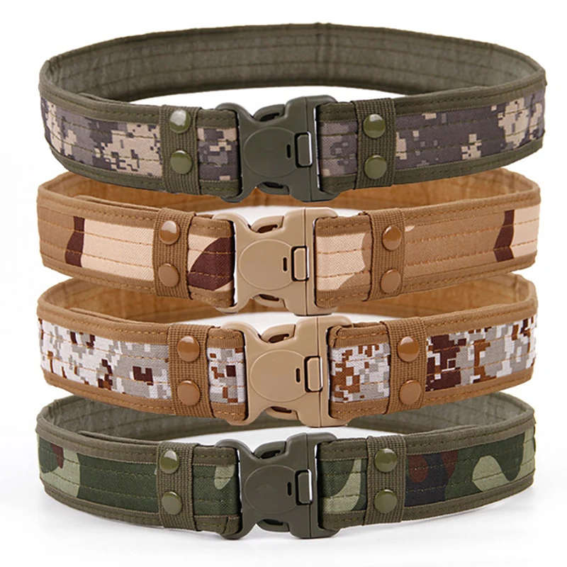 New 130cm Tactical Camouflage Casual Style Combat Belts Outdoor Training Men Women Plastic Buckle Canvas Belt For Fishing