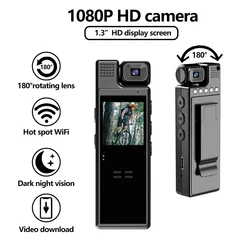 Gravador de vídeo digital portátil, mini câmera, bodycam, infravermelho, visão noturna, filmadora policial, esportes ao ar livre, 1080p, wi-fi, 2021