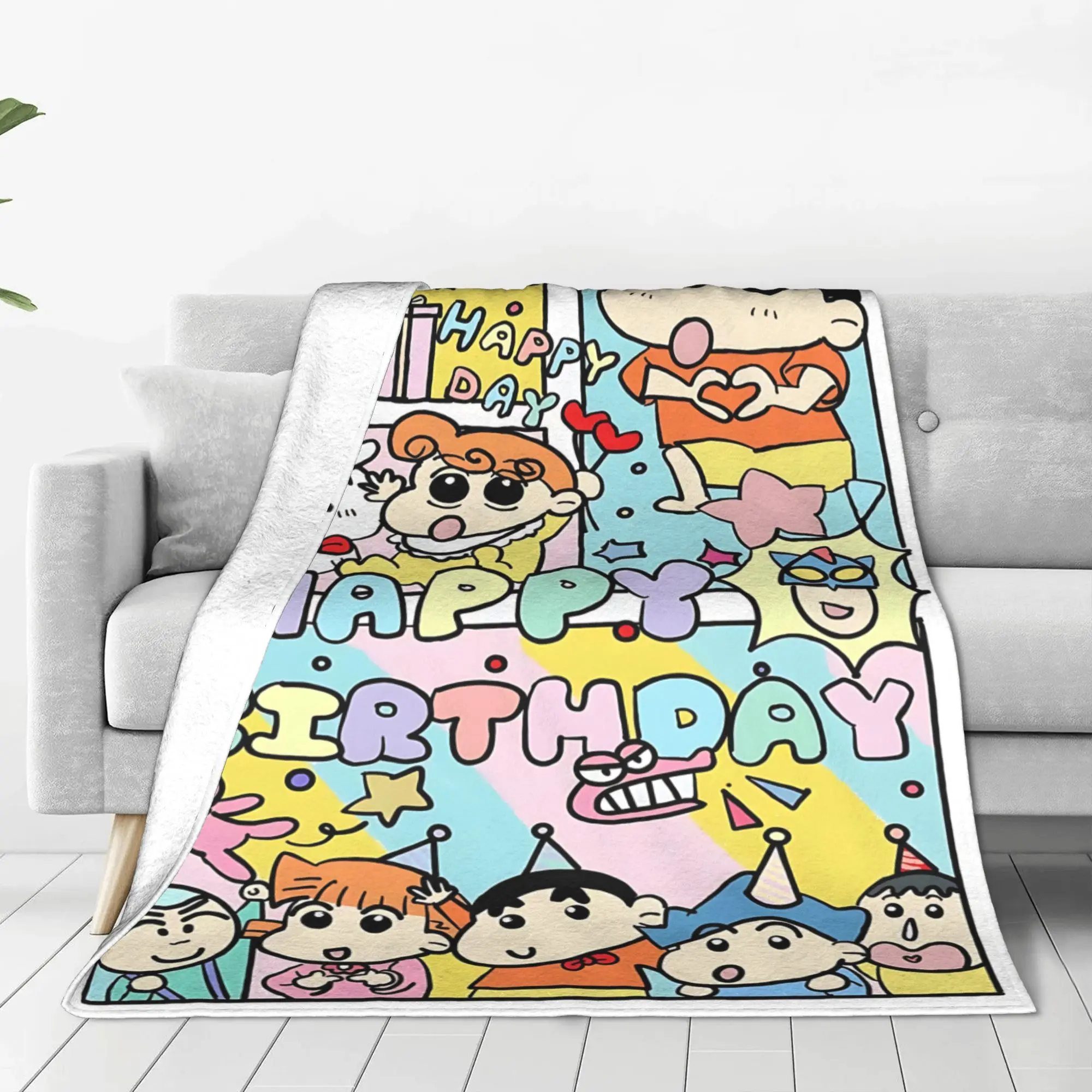 1PC home Cutecore Room Decor Crayon S Shin chan Blanket Throw Blanket  Novelty Warm Blanket All Season