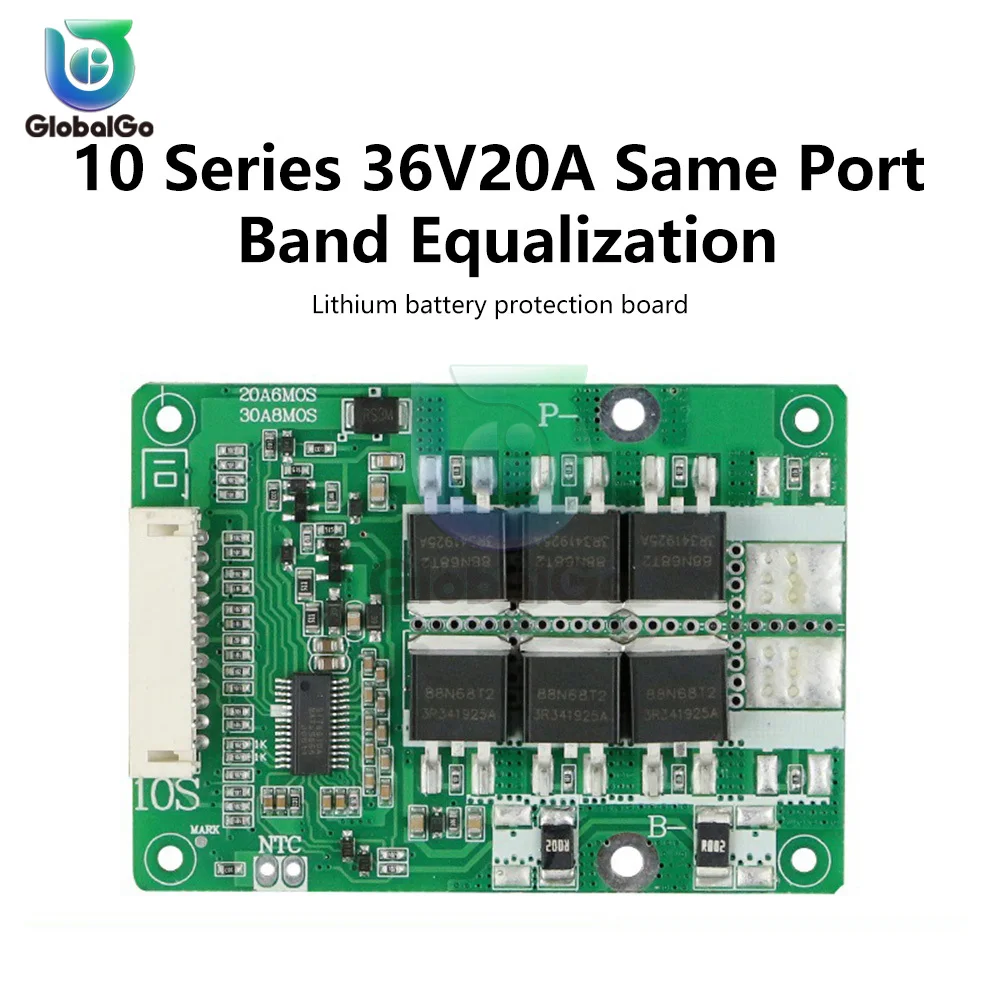 BMS 10S 36V 20A 18650 Battery Charge Board Balance Equalize PCM Short Circuit Protection