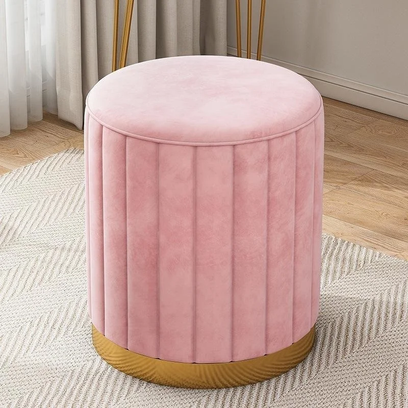 Bench Storage Light Luxury Makeup Stool Round Stool Bedroom Dressing Stool Vanity Chair Girls Cute Ins Stools Ottoman Pouf