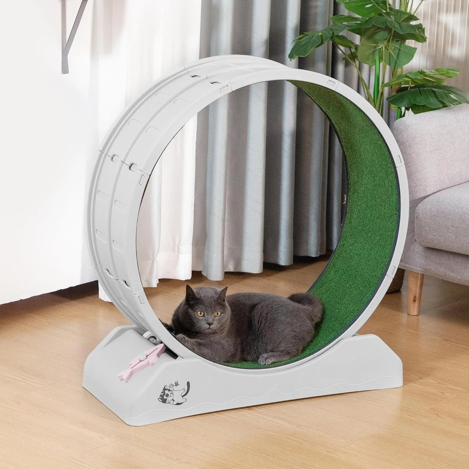 

Cat Wheel for Indoor Cats Cat Exercise Running Wheel with Locking Mechanism & Removable Carpeted Runway for Cat