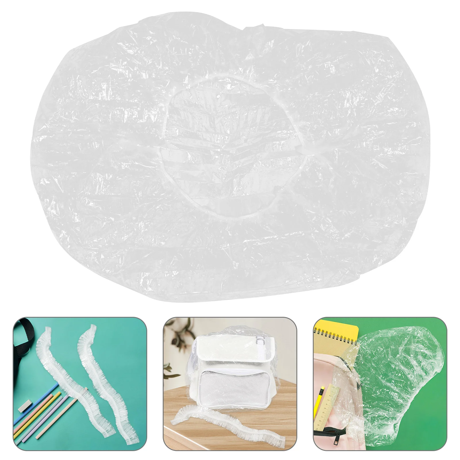 

10pcs Student Backpack Rain Cover Disposable Transparent Plastic Sleeve Waterproof Portable Backpack Cover For School Travel