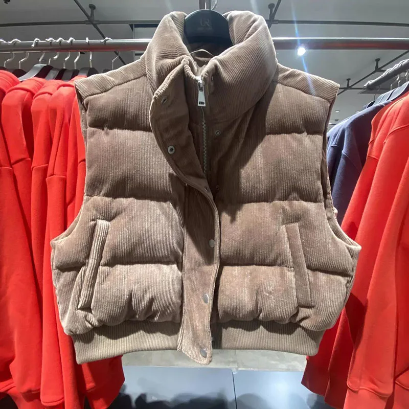 

Женская осенне-зимняя новая короткая жилетка с воротником-стойкой, женская темпераментная куртка на хлопковой подкладке, жилет с мягкой подкладкой, майка, пальто