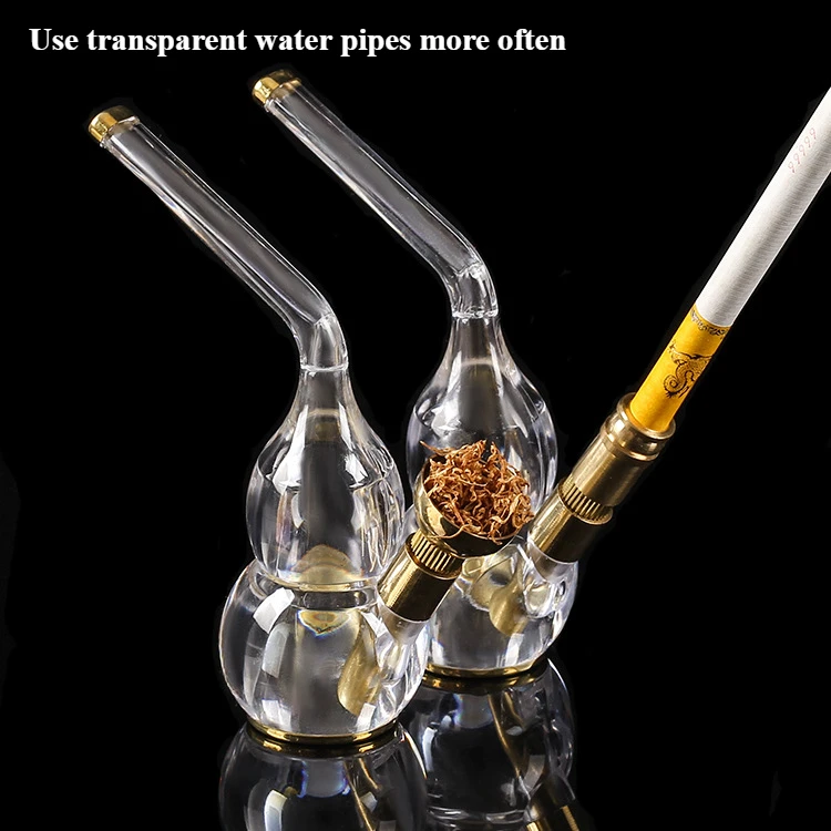 Use transparent water pipes more often Brass cigarette butts Gourd shaped Tobacco pipe Reduce Tar Men Gift Smoking Accessories