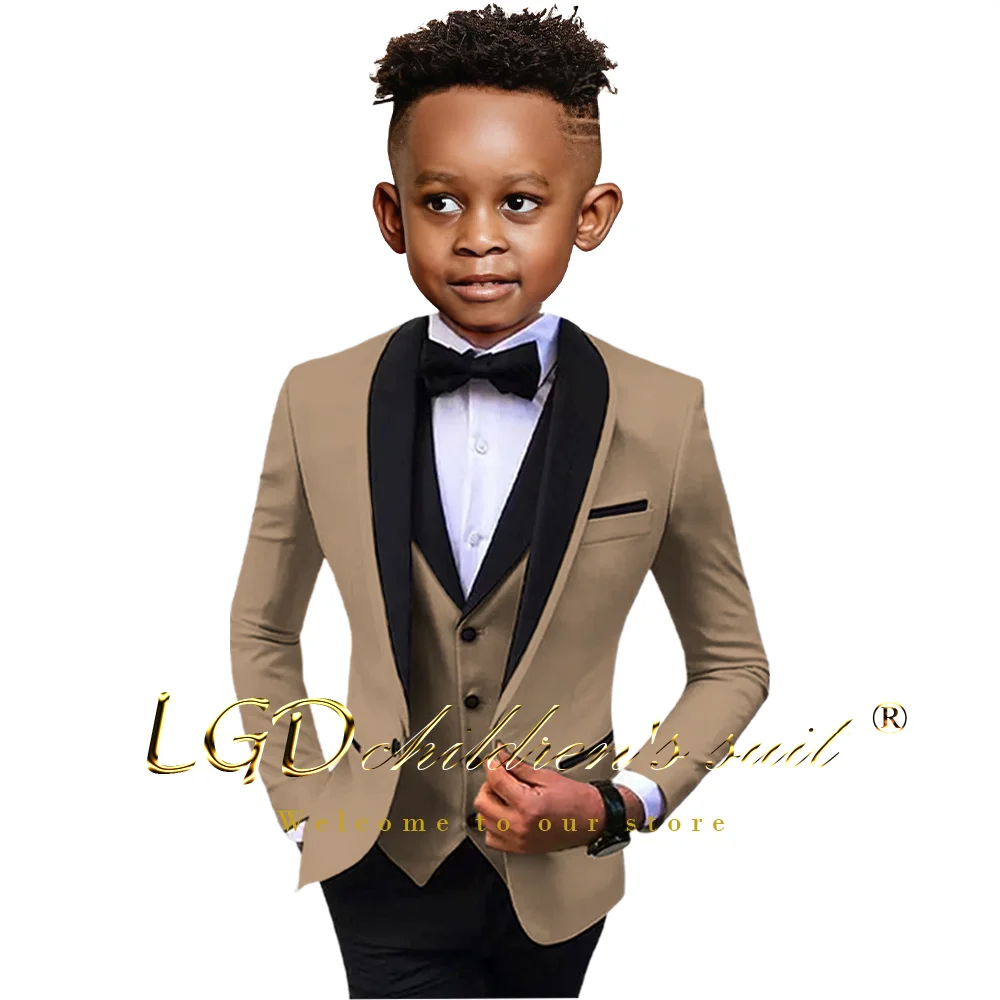 Boys Suit Wedding 3 Piece Tuxedo Suit - Green Jacket, Pants and Vest, Customized Suit for Kids 2-16 Years Old