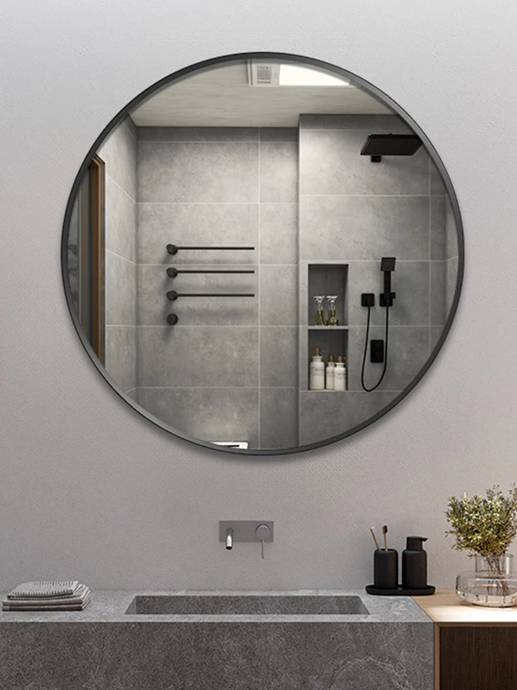 

Simple round bathroom mirror aluminum alloy frame round mirror High Quality