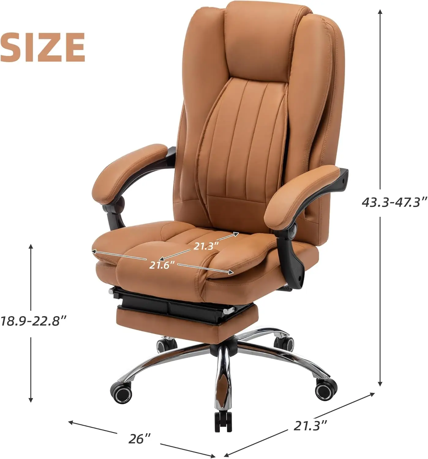 Big and Tall Executive Desk Chair, Heated Massage Office Chair with Lumbar Support High Back for Office StudyErgonomic Computer