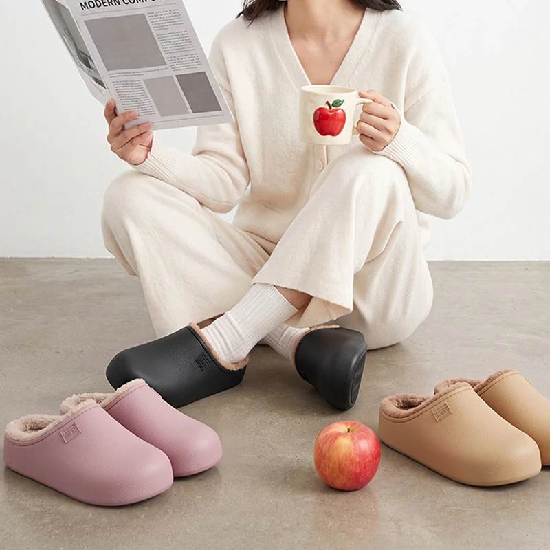 Wasserdichte Baumwollpantoffeln für Damen, Leicht, Rutschfest, Fleecefutter, Warme Hausschuhe, Bequeme Outdoor- und Indoor-Paarschuhe – Detail 3