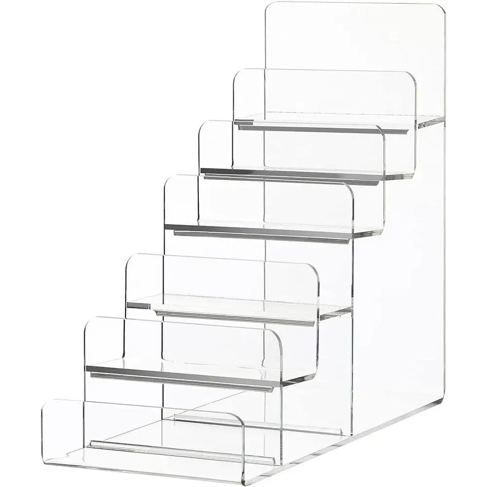 Clear Acrílico Jóias Racks Organizador, Risers Display transparente, Showcase Fixture, Carteira Titular Stand, 6 Tiers, óculos de sol