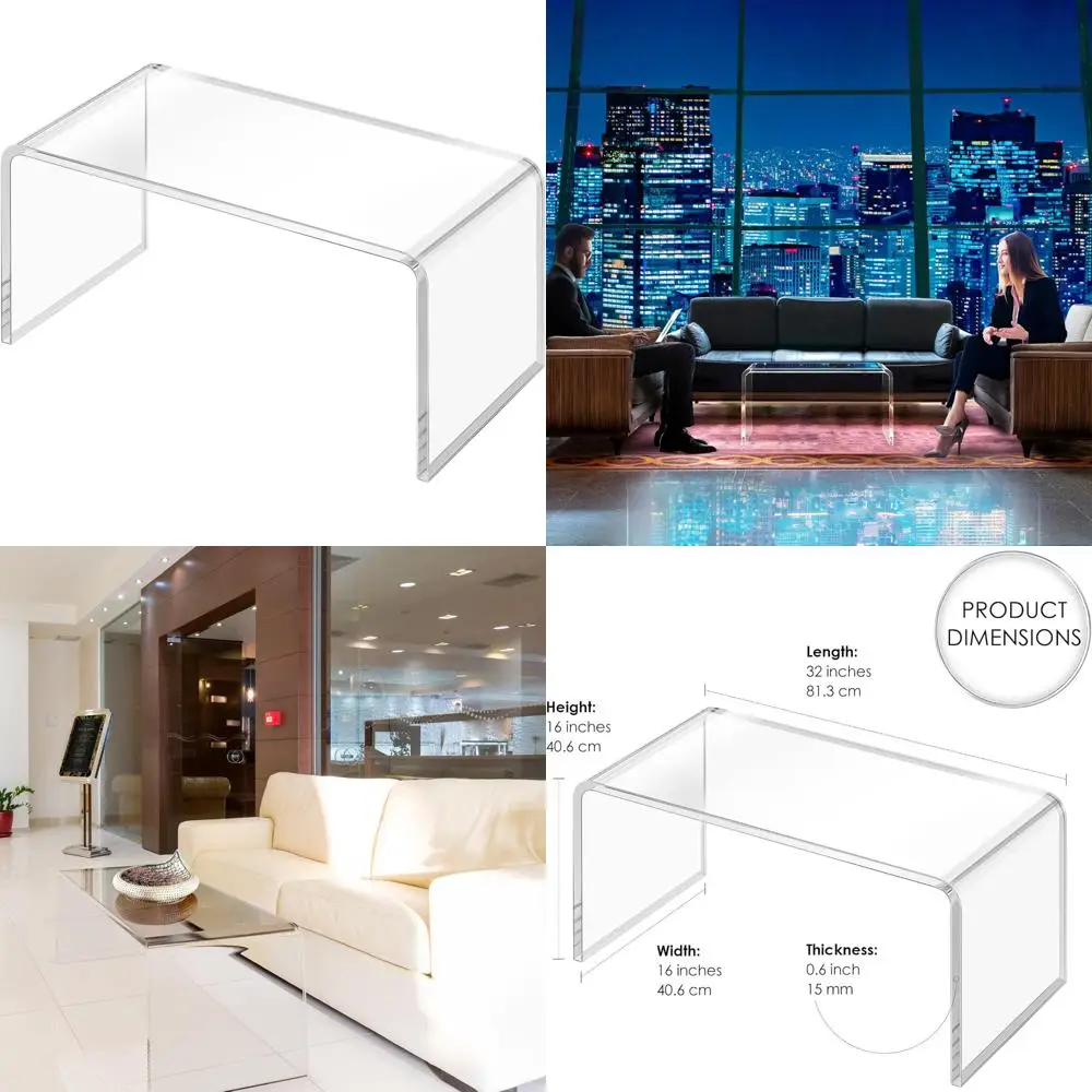 

Элегантный акриловый журнальный столик с закругленными краями, современный приставной столик для гостиной