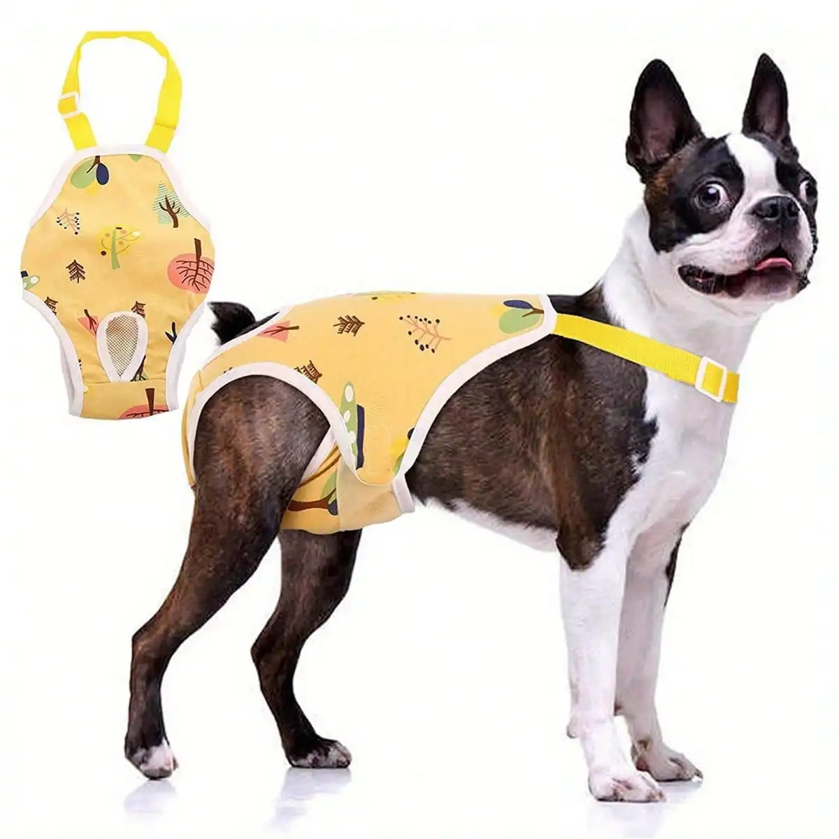 Couches réutilisables pour chiens féminins, culottes hygiéniques avec bretelles pour petits et moyens chiens