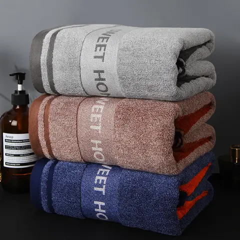 Striped Bath Towel with High GSM, Made of Thick Pure Cotton with Excellent Absorbency, Suitable for Home, Hotel, and Beach Use