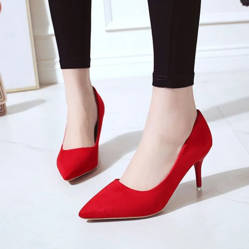 

2023 Summer Women 8cm High Heels Platform Pumps Female Elegant Sweet Platform Shoes Pointed Toe Stiletto Cheap Office Red Pumps