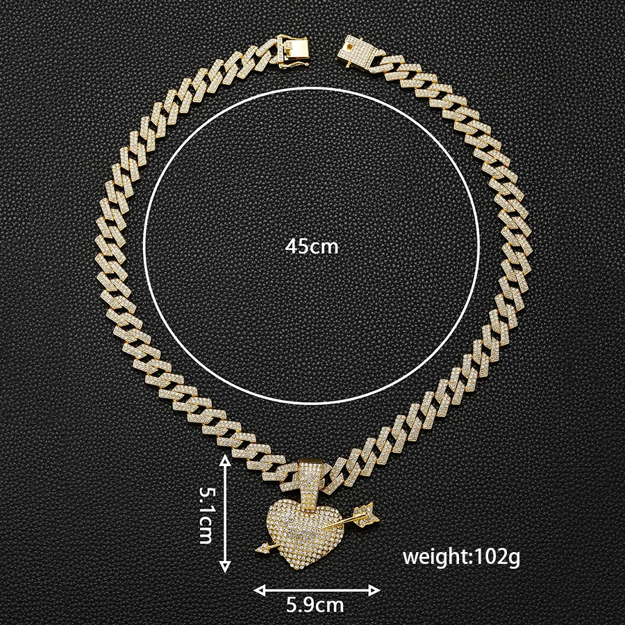DIY accessories Europe and the United States cross-border hot-selling full diamond one arrow through the heart alloy pendant hip