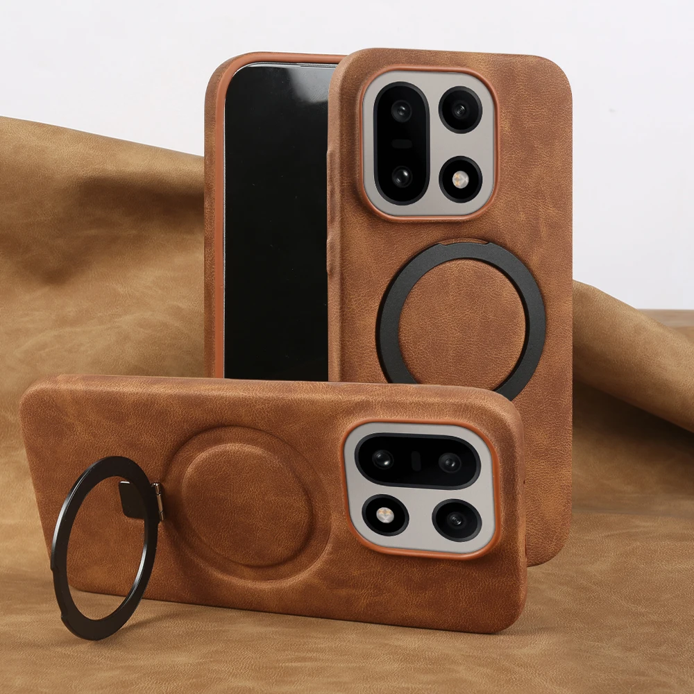 

For Magsafe Leather Magnetic Stand Phone Case For OnePlus 15 13 13R 13S 13T 12 12R 11 11R 10T 10R 10 Pro Shockproof Cover Fundas