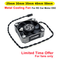 Surpasshobby Rocket-RC 25mm 30mm 35mm 40mm 50mm Metal Cooling Fan For RC Car Motor ESC Heat Dissipation Silver Black